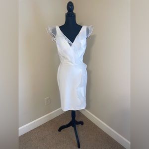 DKNY White dress with ruffles at the top